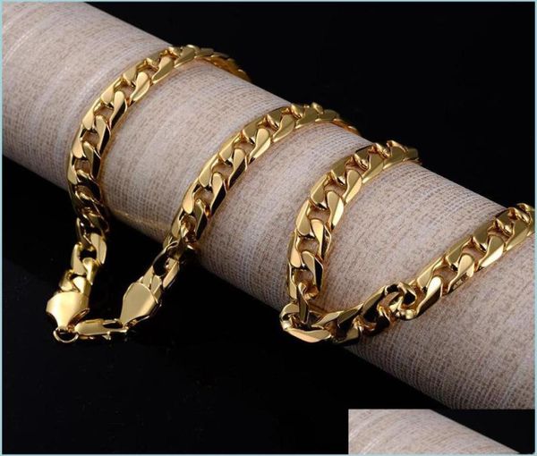 

chains fashion luxury jewerly 18k yellow gold cuban chain 10mm width necklace for women and men 60cm 236inch drop delivery luluba1953535, Silver