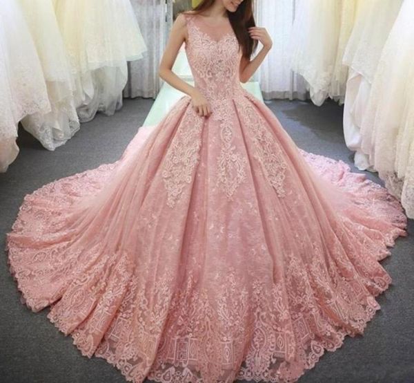 

pearl pink ball gown quinceanera dresses appliques lace sweet 16 dress scoop neck vestido de festa long corset tulle formal prom g8024377, Blue;red