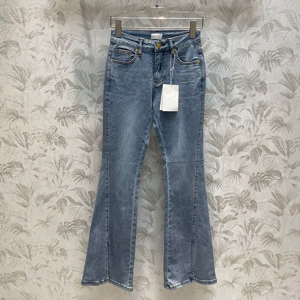

new in high waist jeans for women denim luxury retro style elegant lady cropped timeless pants slim fit prevail denim trousers, Blue