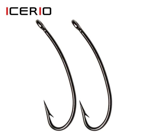 

icerio 500pcs nymphs dry flies fly tying hook curved york bend straight eye 3x long shank standard wire sharp point black nickel 25099595