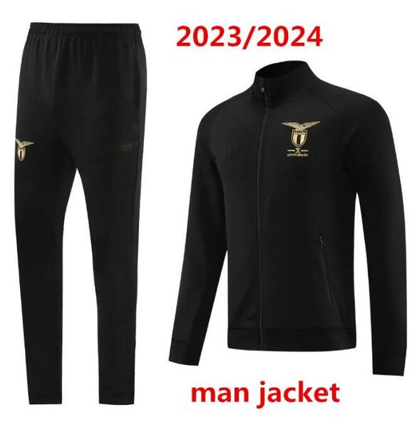 

23 24 lazio men tracksuits tracksuit long zipper jacket outdoor jogging suit 2023 2024 jacket long sleeve sports soccer training suit, Black