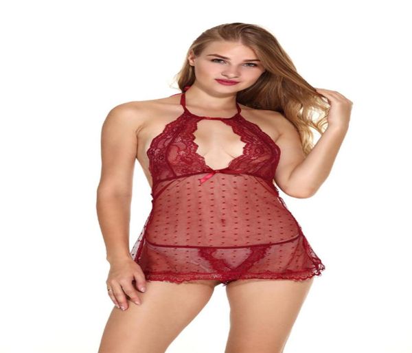 

new arrival women lingerie set erotic open butt crotch nightwear backless split back sleepwear pajamas summer lace chemise9051942, Black;red