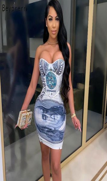 

beyprern womens pleated money corset dress strapless print bodycon party club short female robes 1308013572, Black;gray