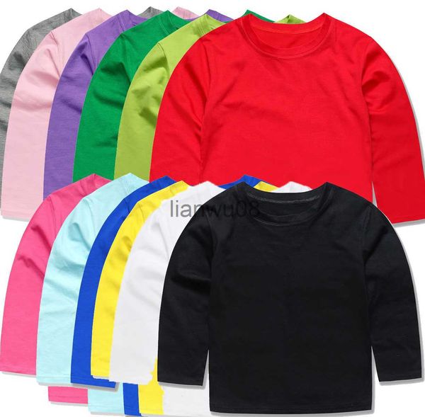 

t-shirts 12 colors autumn baby girls children plain t shirts oem tshirts boys tees kids clothing blanket for 114years x0719, Blue