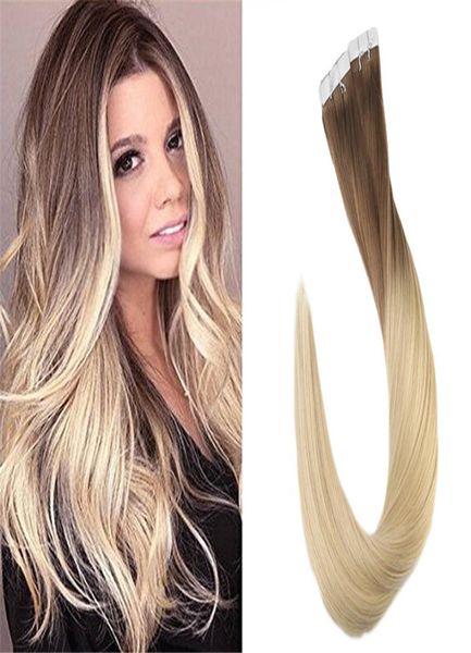 

ombre color thick and full ends tape ins human hair extensions double side brazilian seamless on real hair4478702, Black