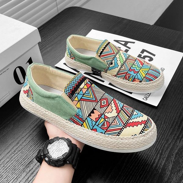 

dress shoes 2023 summer men s fashion casual outdoor sports printed comfortable canvas flat 230718, Black