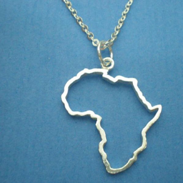 

5pcs outline african map necklaces continent egypt south africa kenya nigeria ethiopia country profile charm pendant chain women j8372436, Silver