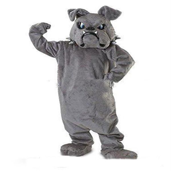 

2019 factory new cool bulldog mascot costume gray school animal team cheerleading complete outfit size211r, Red;yellow