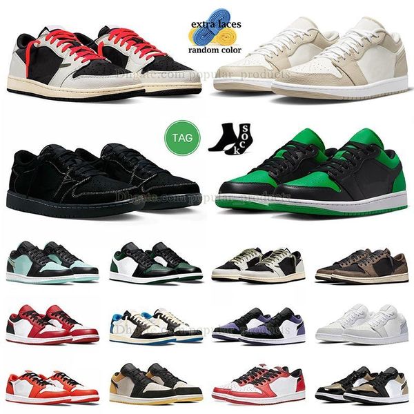 

og 2023 low jumpman 1 basketball shoes sail rattan black phantom lucky green chicago mocha 1s sneakers crater unc-white bred toe panda mens