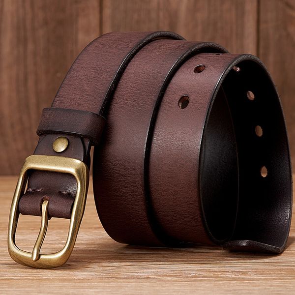 

neck ties 33cm real cowskin genuine leather belt men luxury designer copper buckle male strap for jeans cowboy cintos 230718, Blue;purple