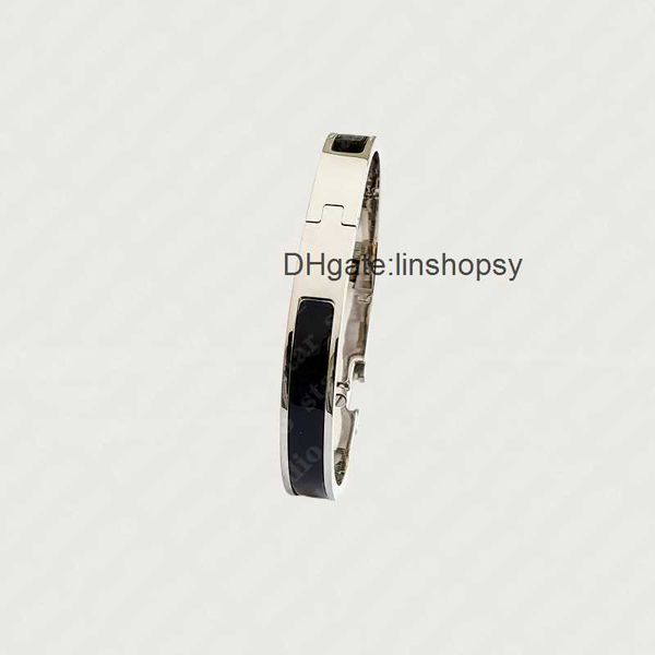 

aher mas designer luxury brand enamel bracelet 18k classic gold h bangle ladies bracelet gold letter enamel brand bangles colorfast with dus, Black