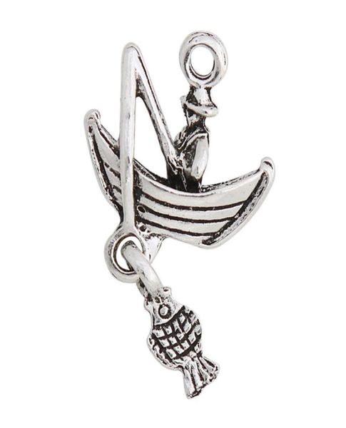 

whole fashion antique silver color fisherman fishing charms alloy dangle charms 2546mm 50pcs aac12873833328, Bronze;silver