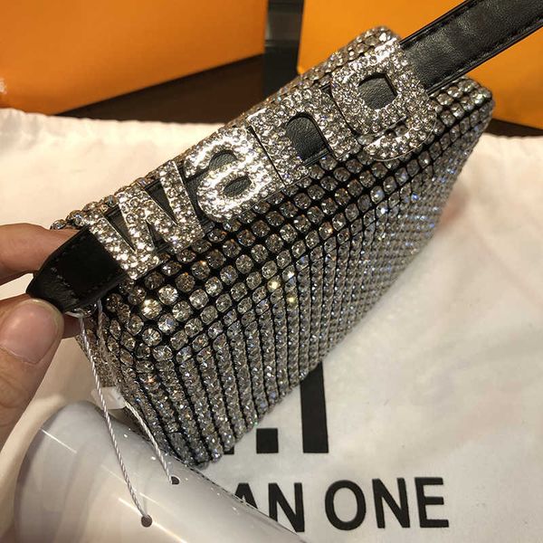 

diamonds bag new women's leather chain inlaid with bright hand-held underarm women's bag designer women luxury handbags