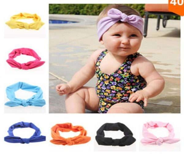 

new baby girl headwrap knot cotton headband fashion ears bow hairband baby hair accessories hairware 12pcslot 4280938, Slivery;white