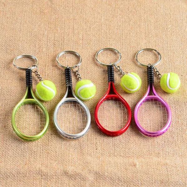 

key rings 5 pcs cute sport mini tennis racket key ring metal key ring men women car key strap waist bag decorations keychain keyrings l23071, Slivery;golden