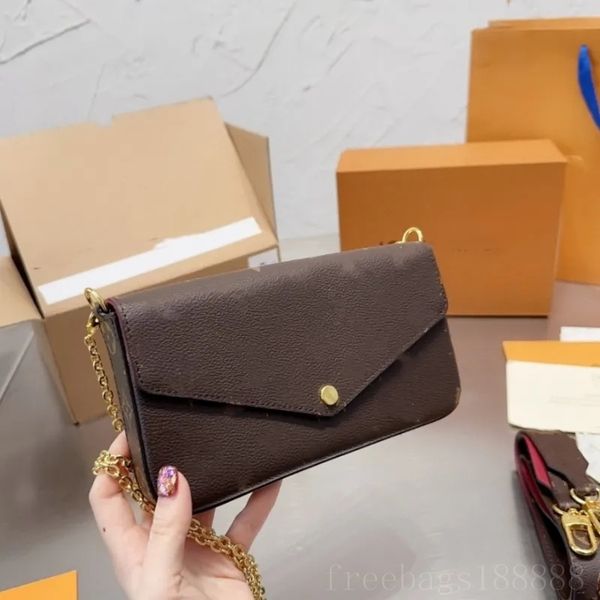 

designer shoulder bag felicie pochette envelope 3-in-1 underarm bag leather shoulder purse with diagonal chain bags