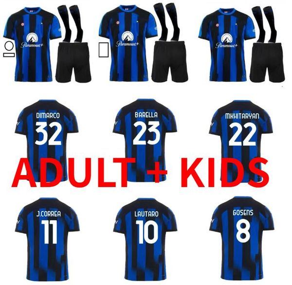 

lukaku j.correa soccer jerseys 23 24 barella lautaro inters eriksen alexis dzeko third gosens brozovic football shirt 2023 2024 men kids kit, Black;yellow