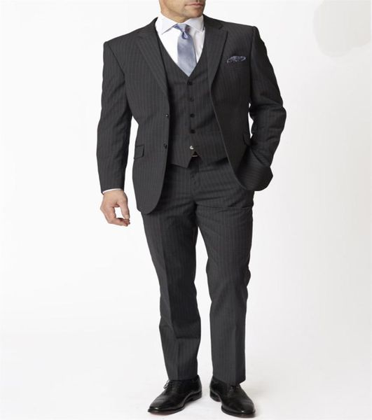 

groom tuxedos groomsmen notch lapel custom made black stripe men suits weddingpromdinner man blazer jacketpantsvesttie7490778, Black;gray