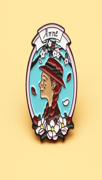 

cute anne of green gables enamel pin a classic children039s novel metal cartoon brooch collar lapel badges fashion jewelry5144365, Blue