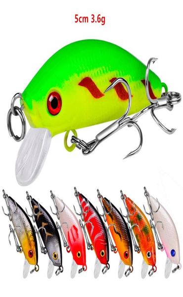 

5cm 36g minnow hook hard baits lures 10 treble hooks 8 kinds of color mixed plastic fishing gear6835780