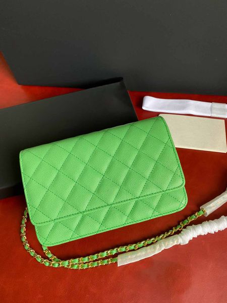 

women fashion designer caviar shoulder bags chain bag wallet on chain crossbody leather with box classic purse gold handbag