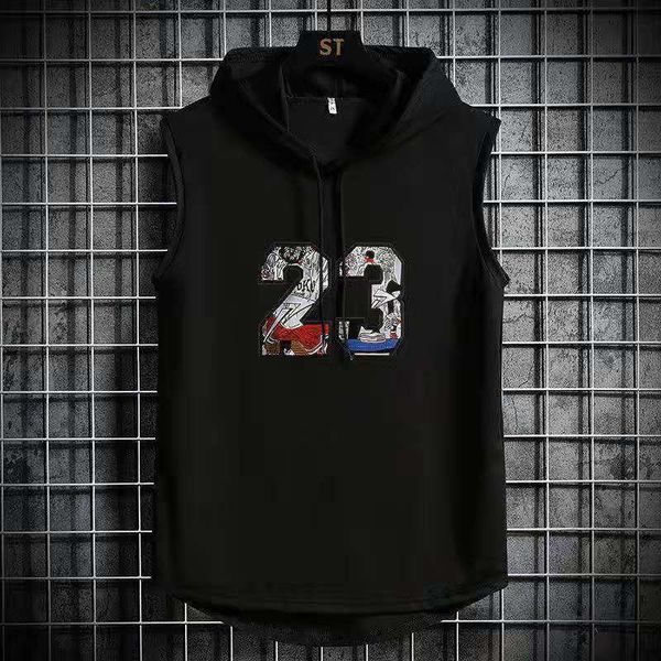 

men' tank summer men' muscle hoodie vest sleeveless fitness shirt vest hip hop sweatshirt men' 230718, White;black