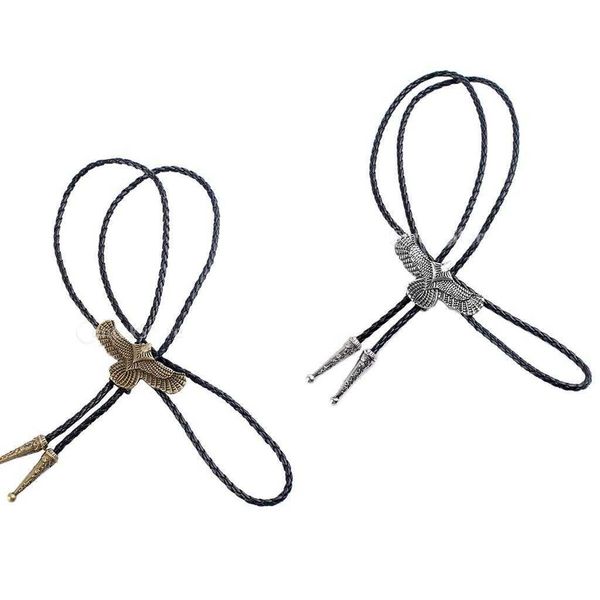 

bolo ties punk western cowboy rodeo pu leather belt bolo tie ball hkd230719, Red