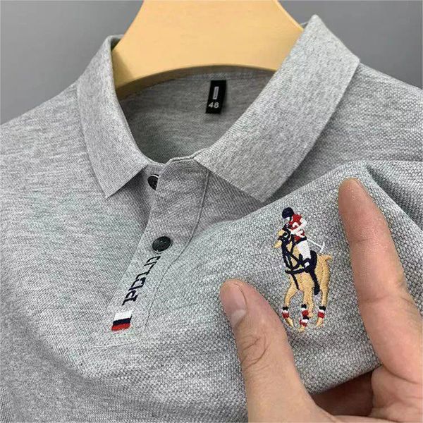 

mens polos summer embroidered polo shirt short sleeve breathable tier business casual 230718, White;black