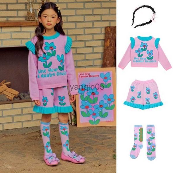 

pullover girls jumper set 2023 autumn new print fashion girls pullover jumper cotton cute korean version of the set children's clothing, Blue