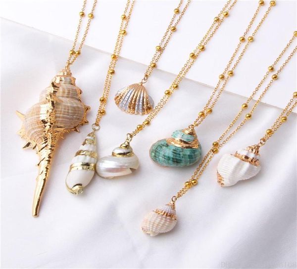 

bohemian conch shells necklaces sea beach shell pendant statement necklace for women collier femme shell cowrie summer beach jewel4660640, Silver
