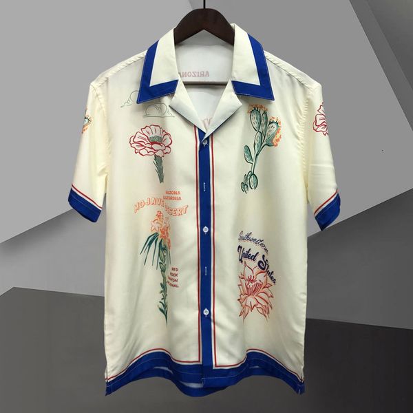 

mens casual shirts retro letter printed shirt short sleeve contrast color street apparel camisa masculina moda hombre 230718, White;black