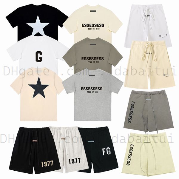 

designer shirts essent t shirt street casual essentail tshirt loose men women summer shorts essen tshirts chest print tees, White;black
