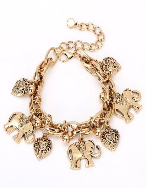 

vintage elephant gold color elephant heart charms delta sigma theta bracelets jewelry ankle3816866, Golden;silver