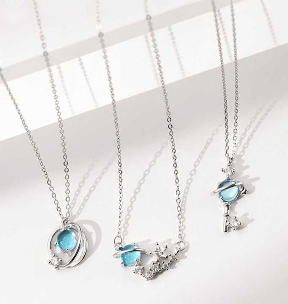 

japan sweet little fresh artificial blue glaze fantasy necklace cosmos aurora star sky clavicle chain female mori series5084513, Black
