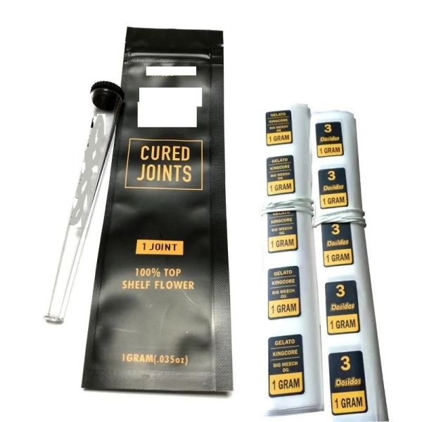 

white black wcc cured joints 3pcs 1pc bag plastic tubes packaging moonrock preroll pre-rolled tube with 10 kinds of stickers