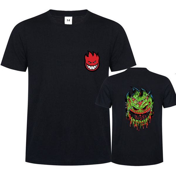 

men's t-shirts teenage ripper spitfire t-shirt men's hip hop zombie design spitfire wheel t-shirt camisetta masculina jersey skate, White;black