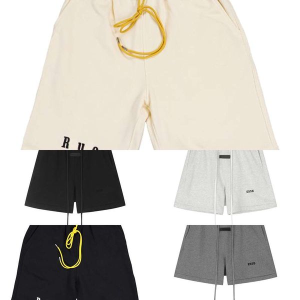 

high street shorts men's casual sports pant loose oversize style drawstring short pants trend designer ess essentail shorts s-xl473, White;black