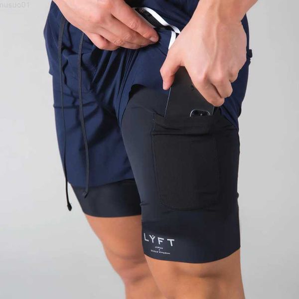 

men's shorts 2022 new summer running shorts men jogging fitness training quick dry bodybuilder men 2 in 1 navy blue casual shorts l2307, White;black