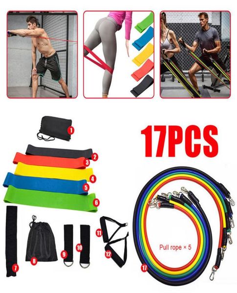 

17piece vip drop 17pcs pull rope fitness exercises resistance band set training yoga band gym fitness equipment muslce 2011098638668