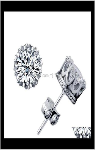 

jewelrysterling cz diamond stud fashion jewelry beautiful wedding gold sier crown earrings 1542 drop delivery qyjtv8015001, Golden;silver
