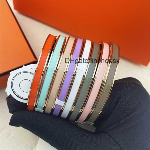 

aher mas designer luxury brand enamel bracelet designer bracelet h round closed enamel color ring fashion colorless small group, Black