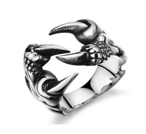 

new rock punk male biker rings titanium stainless steel dragon claw rings for men vintage gothic jewelry drop 5968998, Silver