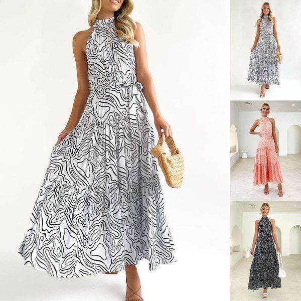 

summer womens fashion elegant print half high collar dress, Black;gray