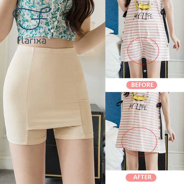 

women's shorts flarixa ice silk high waist safety pants boxer women thin sliming fit women's summer shorts double layer seamless s, White;black