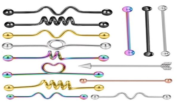 

stainless steel industrial barbell earrings for women men cartilage helix tragus bar ear piercing body jewelry1868039, Silver