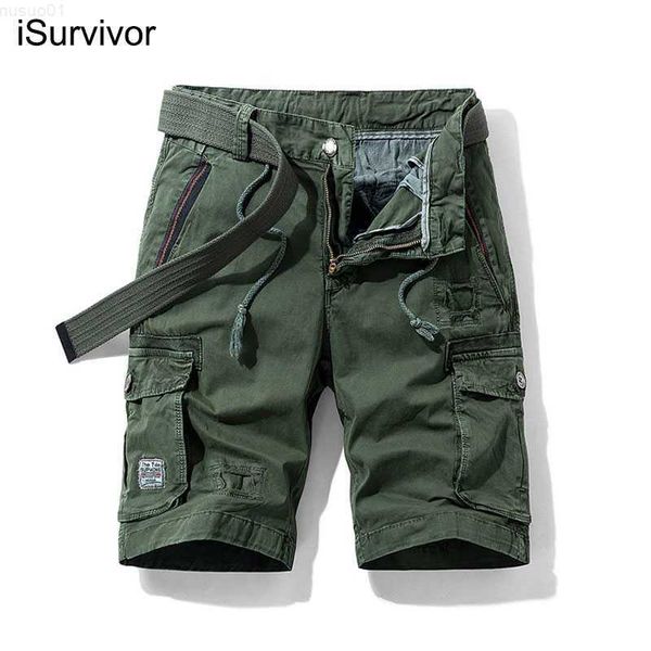 

men's shorts isurvivor 2022 new men's casual pants cotton pants micro-bomb loose overalls summer fashion wild multi-pocket five pa, White;black