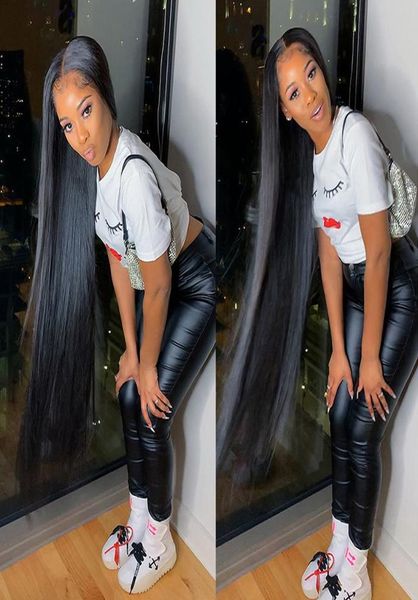 

13x4x1 straight human hair wigs for women brazilian lace frontal wig7281953, Black;brown