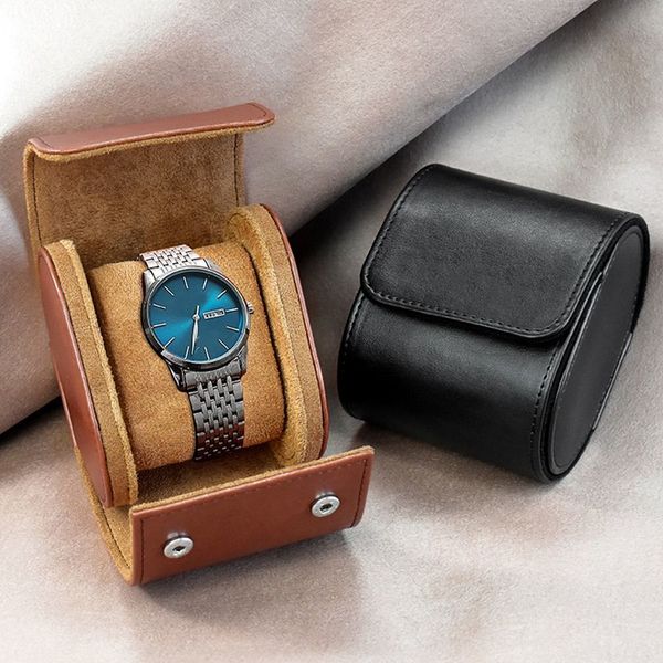 

watch boxes cases portable dustproof retro watch case storage box container display box 230718, Black;blue