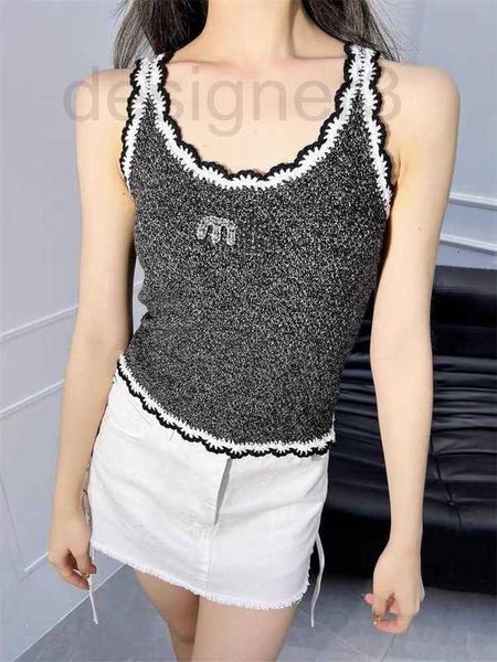 

women's tanks & camis designer rhinestone letter large u-neck knitted sleeveless camisole female gray slim outer wear bottom wpgz, White