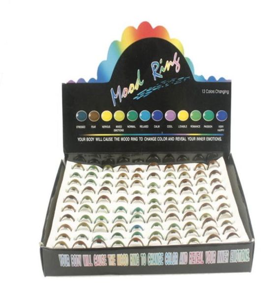 

whloe 100pcslot whole jewelery bulks mixed change color silver plated mood ring temperature emotion feeling rings for wom3509824